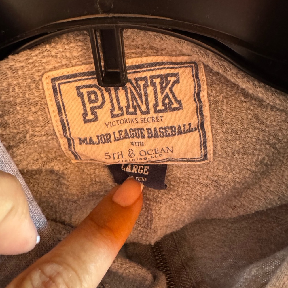 Dodgers pink  Gray Zip-Up Hoodie with Blue LA Logo - Picture 6 of 6